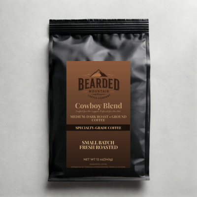 Bearded Mountain Coffee Cowboy Blend Medium Dark Roast Specialty Grade Coffee Bag