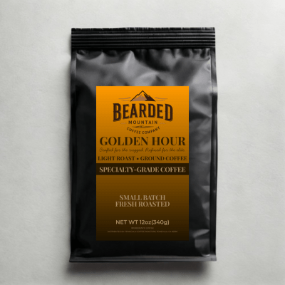 Bearded Mountain Coffee Golden Hour Light Roast Ground Coffee 12oz Specialty Grade Bag